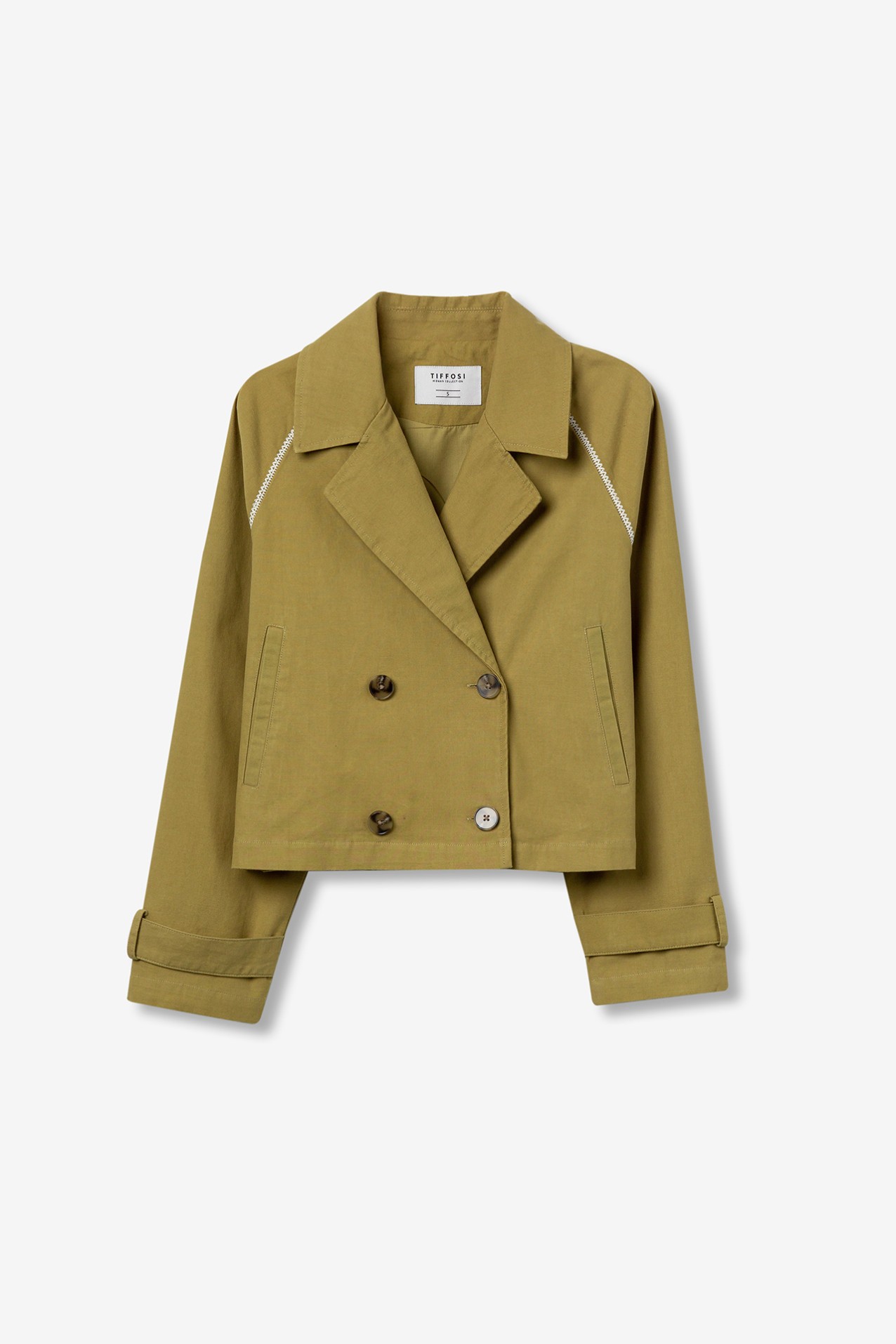 Trench Corto Fluido con Detalle de Costura