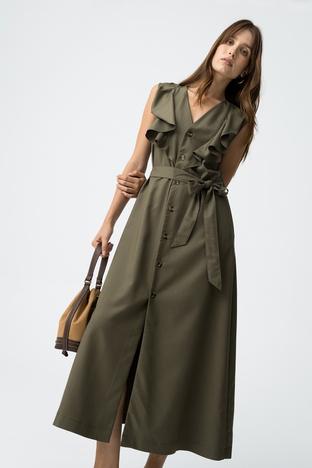Vestido Midi con Volantes
