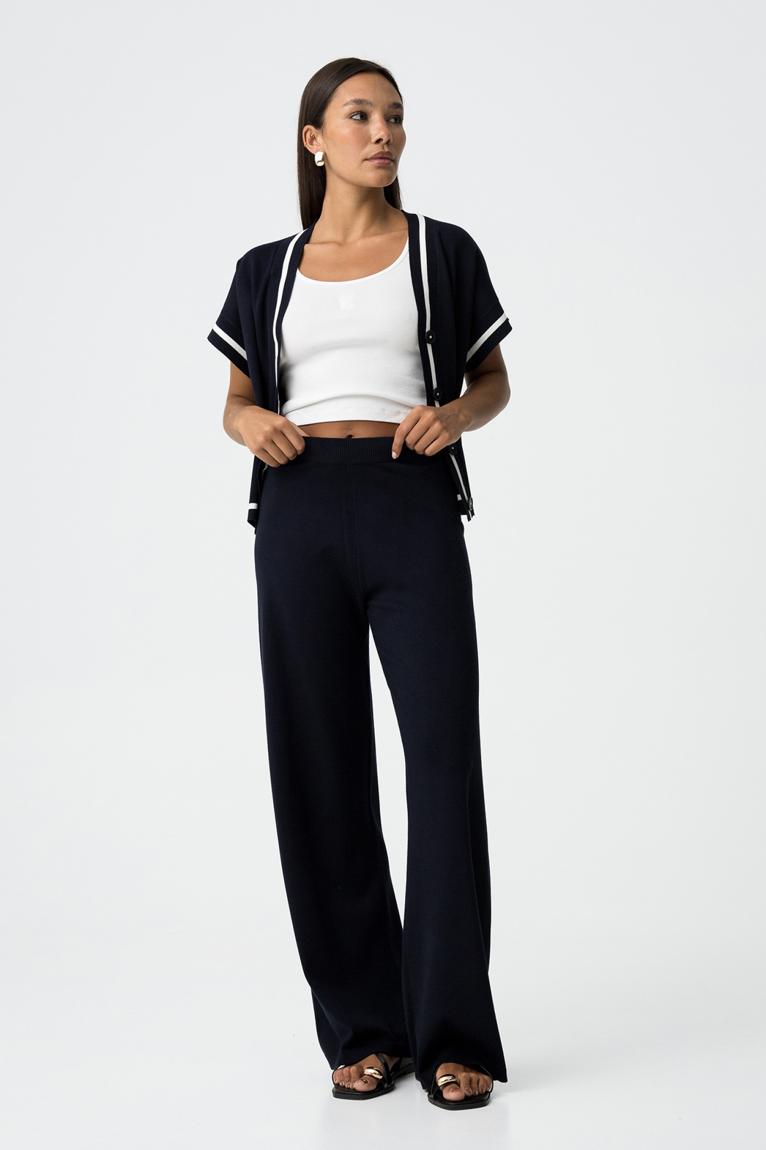 Pantalones anchos de malla