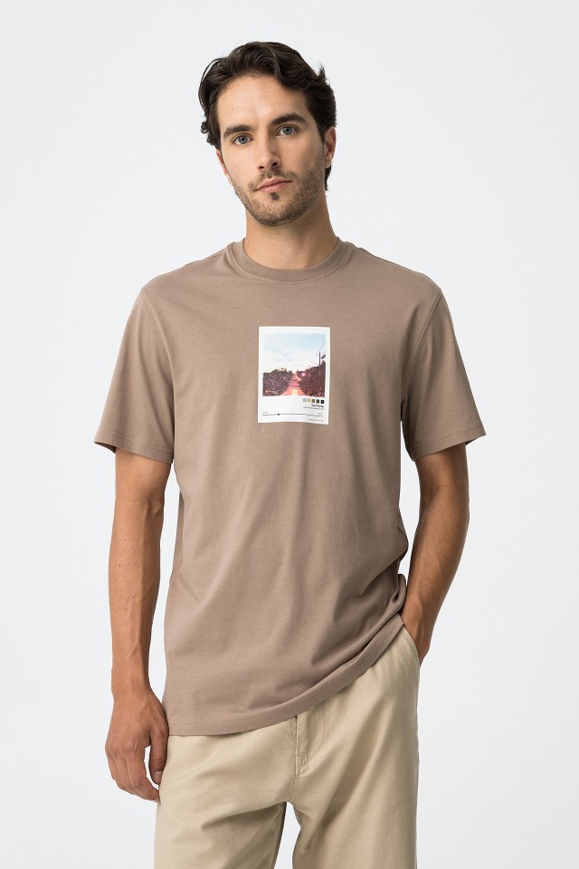 T-Shirt De Algodo Estampada