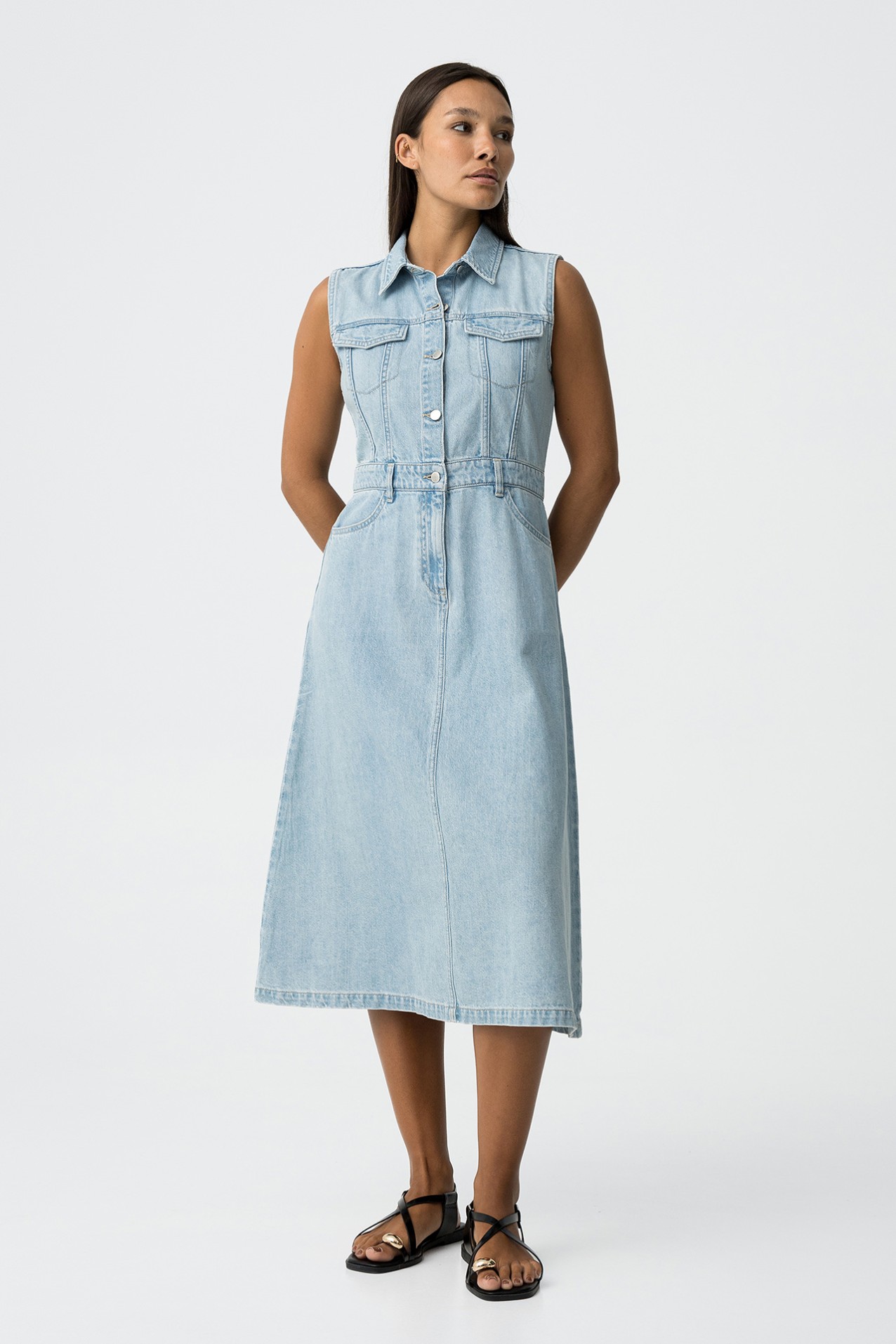 VINTAGE SIREN DENIM MIDI DRESS main image 1