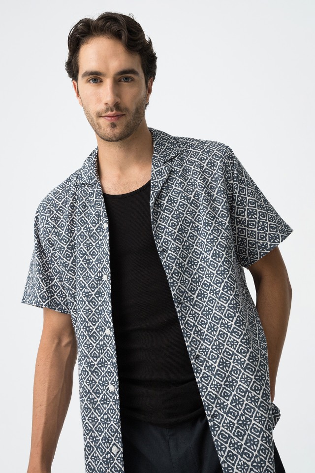 Camisa Estampada com Textura