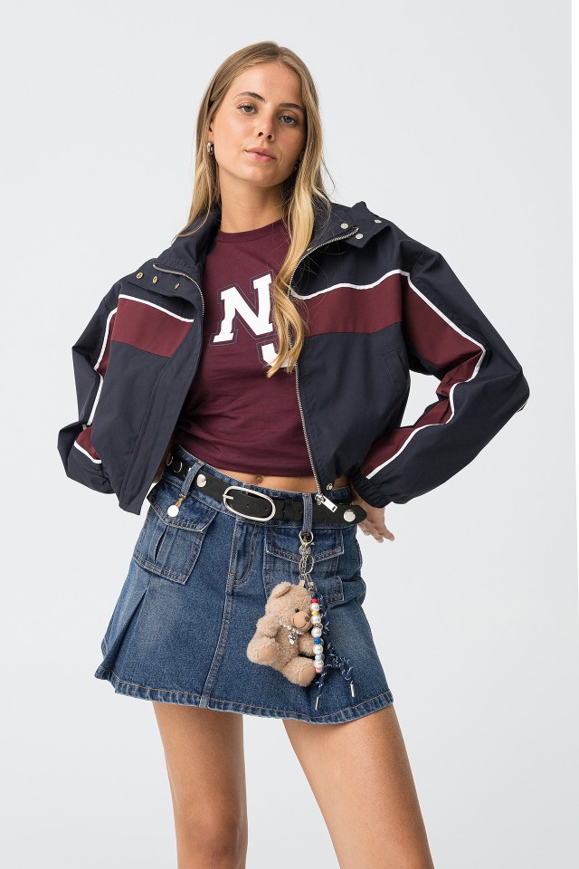 Bicolor Windbreaker Cropped Jacket