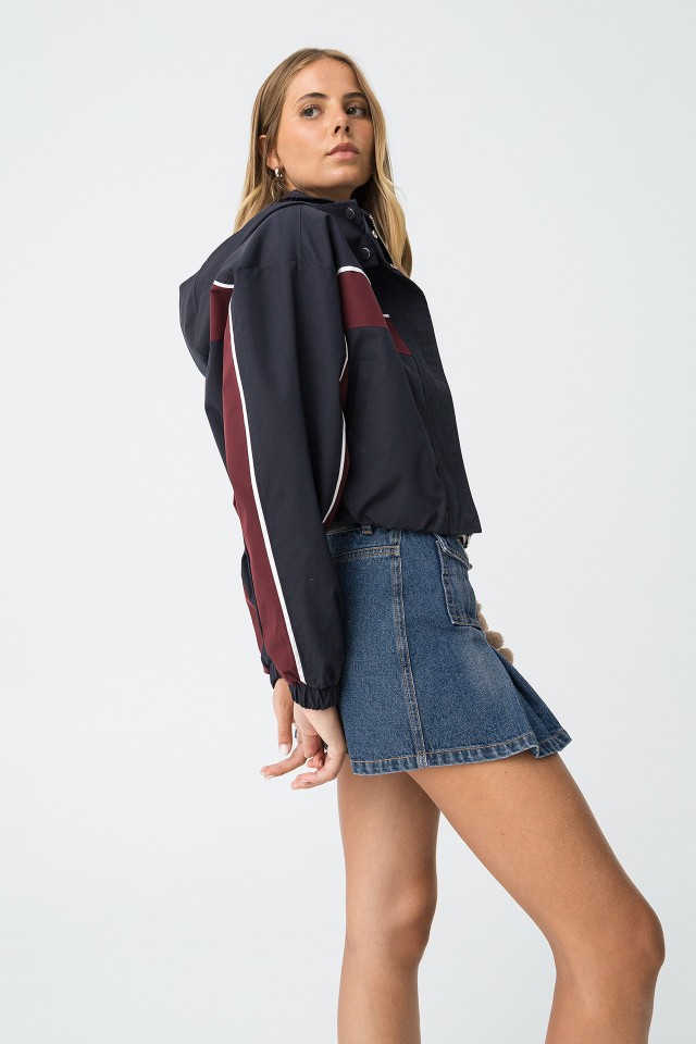 Bicolor Windbreaker Cropped Jacket