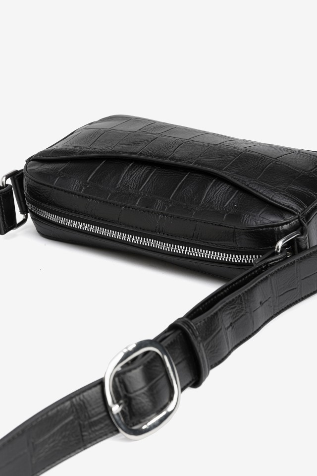 Croc-Effect Crossbody Bag