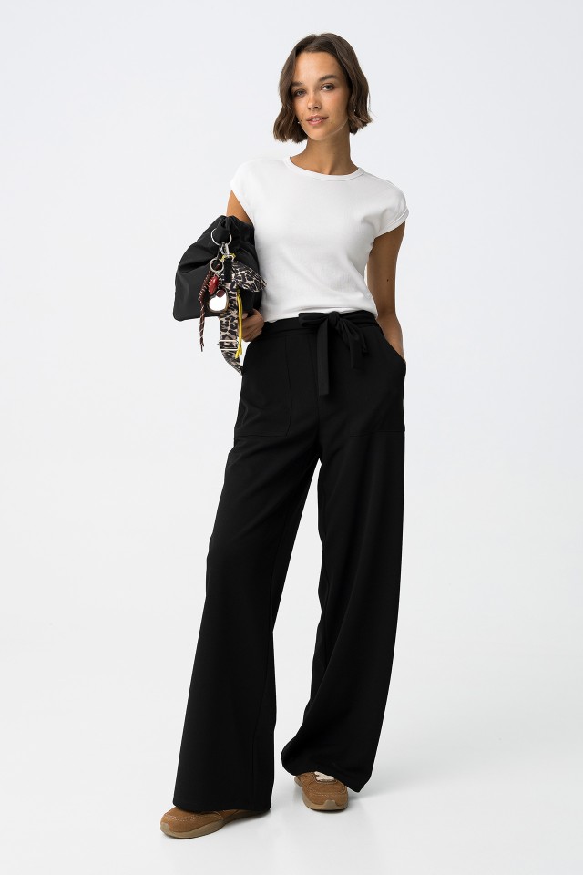 Pantalones Wide Leg con Lazo