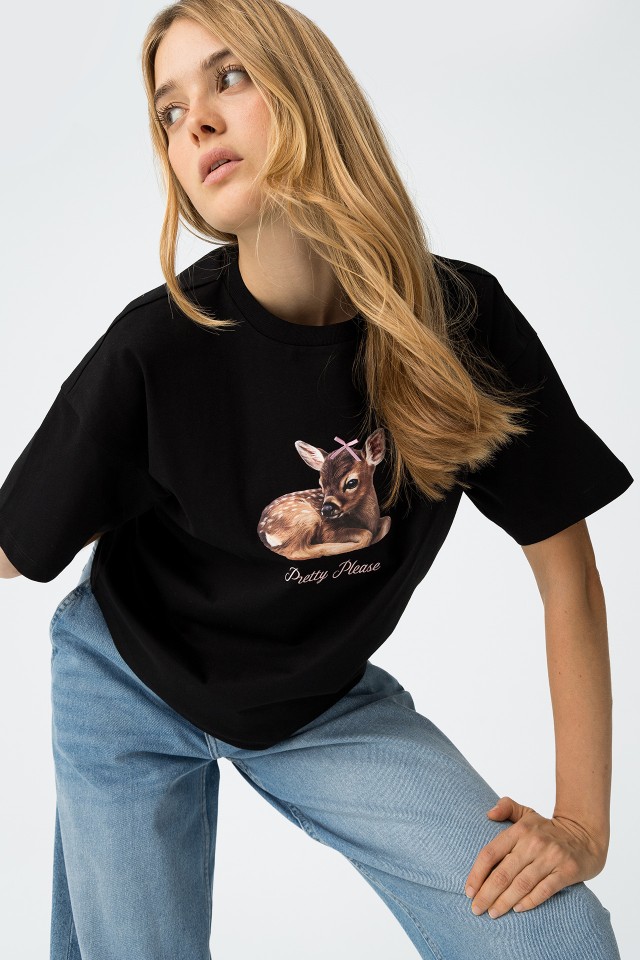 Camiseta Estampada con Aplique