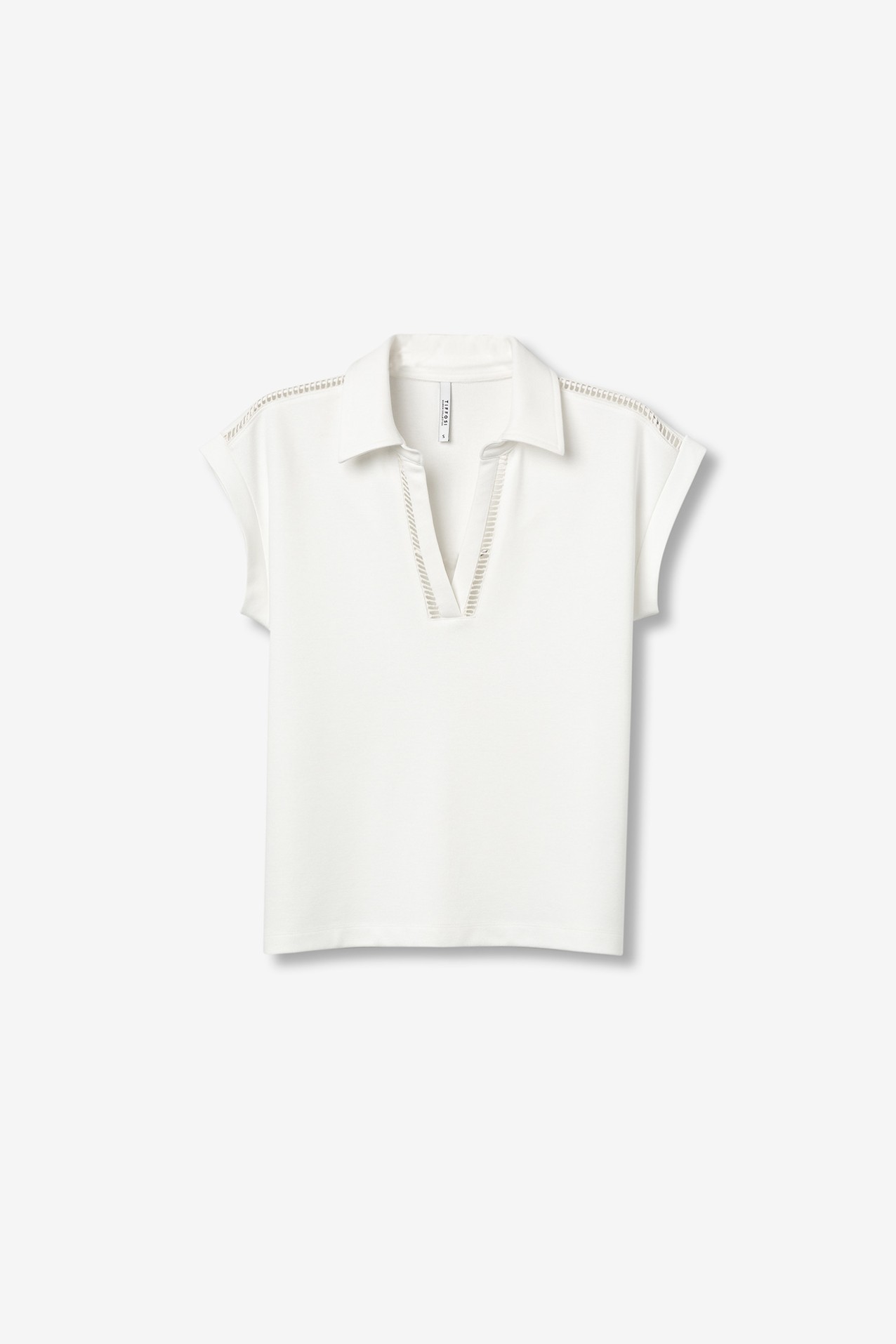 T-shirt Rendada com Colarinho