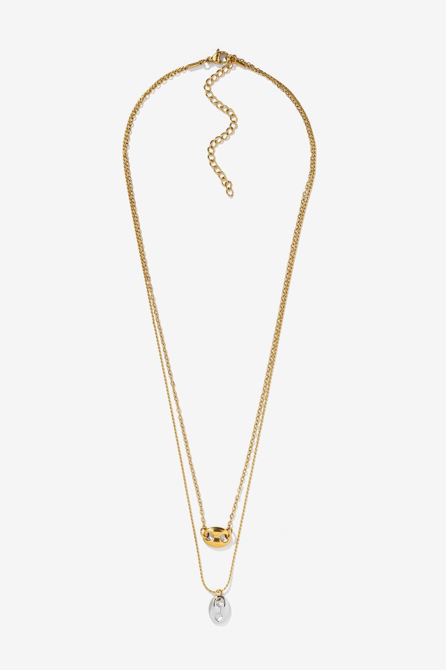 Dual Pendant Gold Necklace