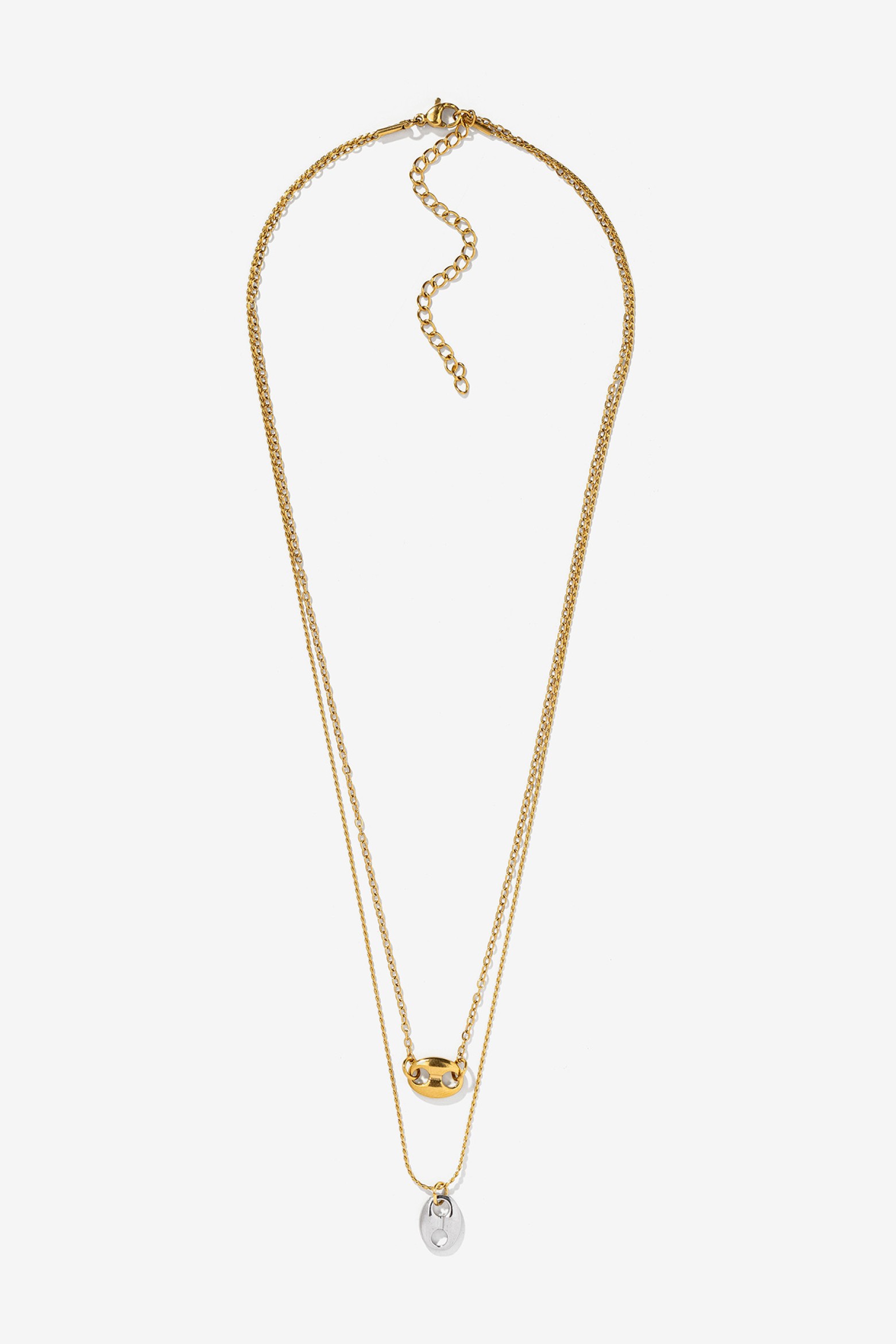 Dual Pendant Gold Necklace