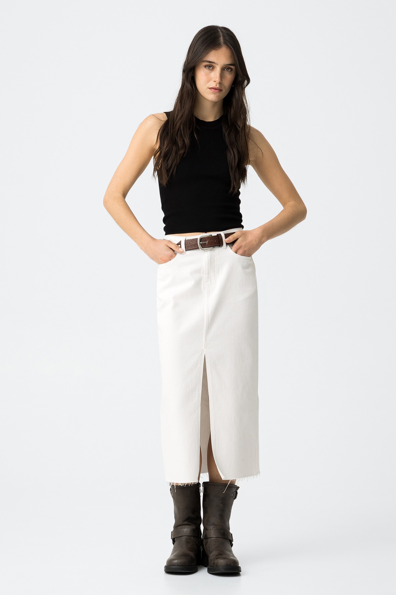 Saia Midi com Abertura Frontal