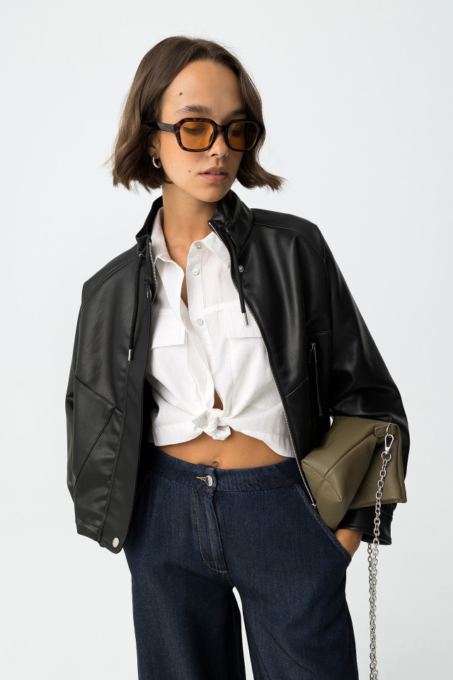 Oversized faux leather jacket