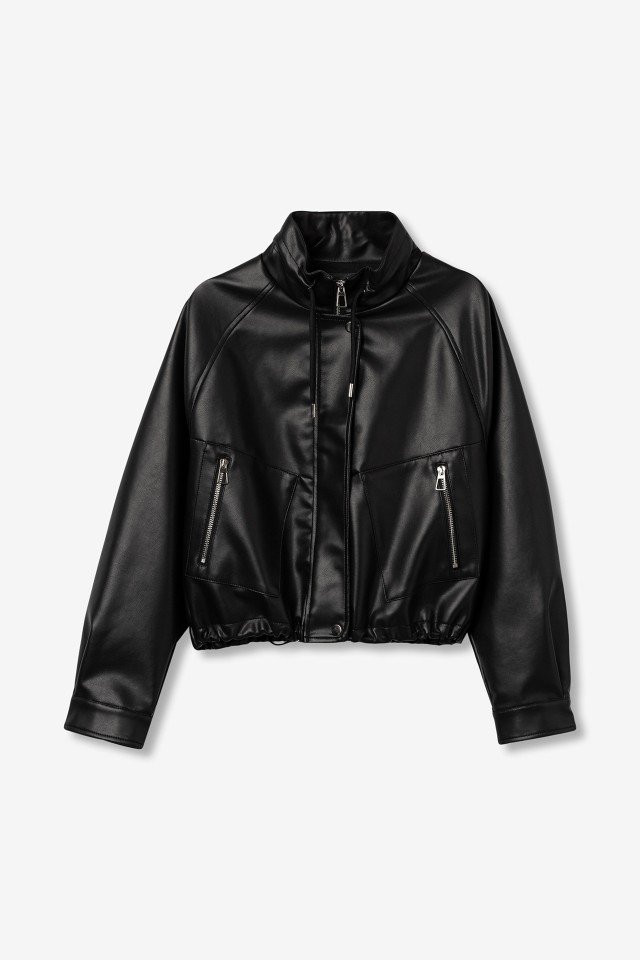 Chaqueta oversized efecto piel
