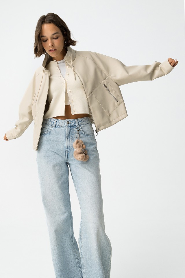 Oversized faux leather jacket