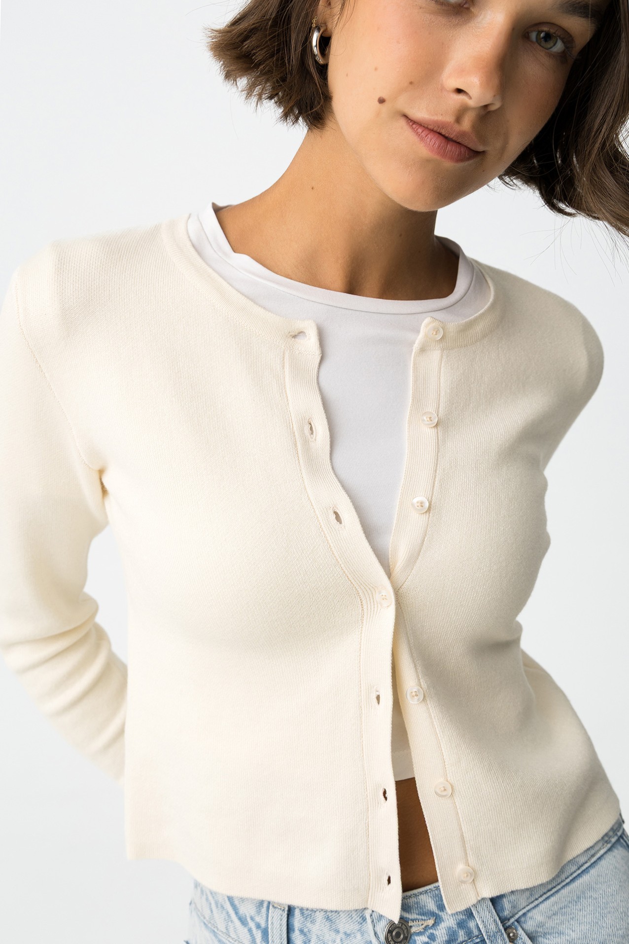 Beige Slim Cardigan