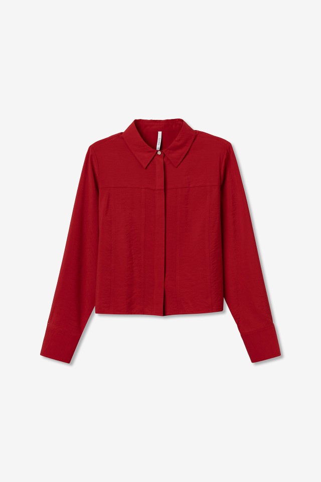 Camisa Cropped con Pliegues