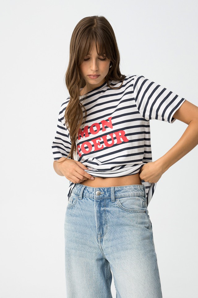 Striped T-Shirt with Message