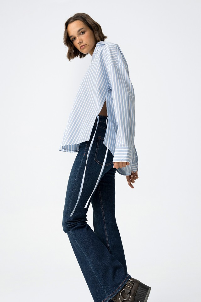 Striped Relaxed Shirt with Ties