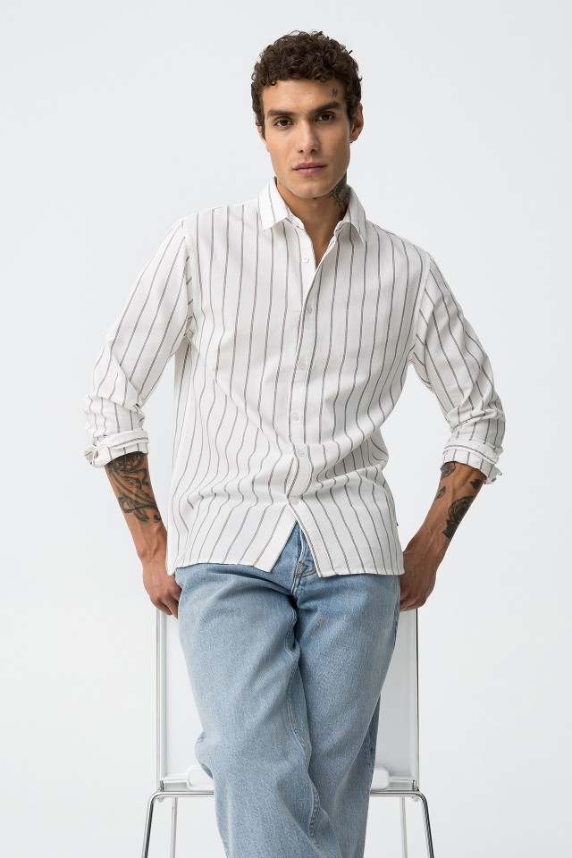 Camisa De Algodn A Rayas