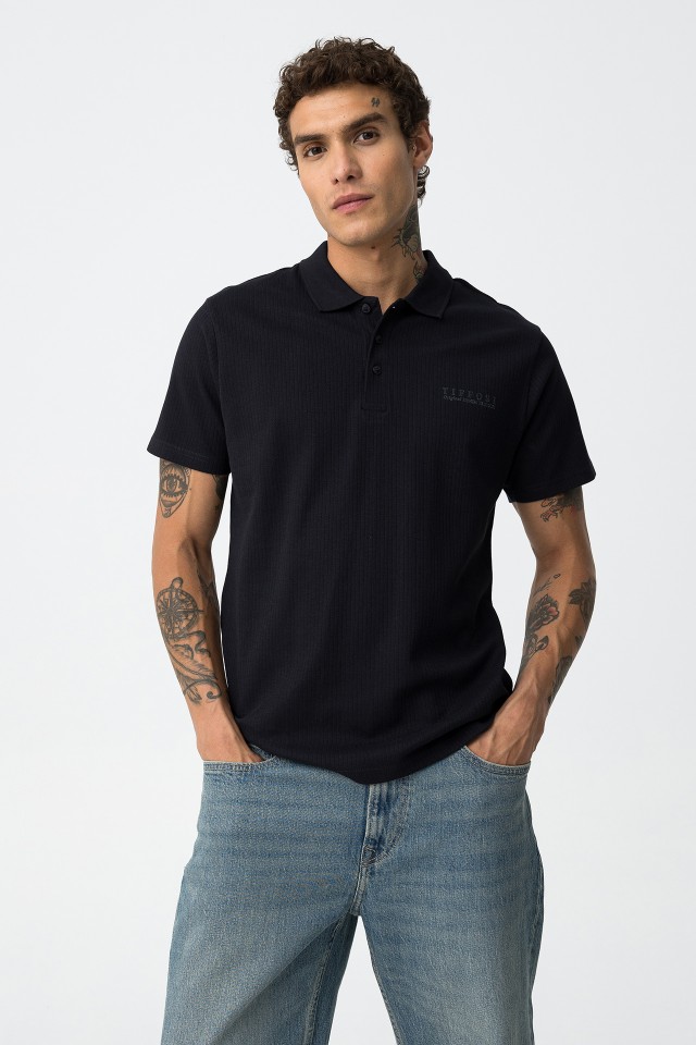 Striped Embossed Polo