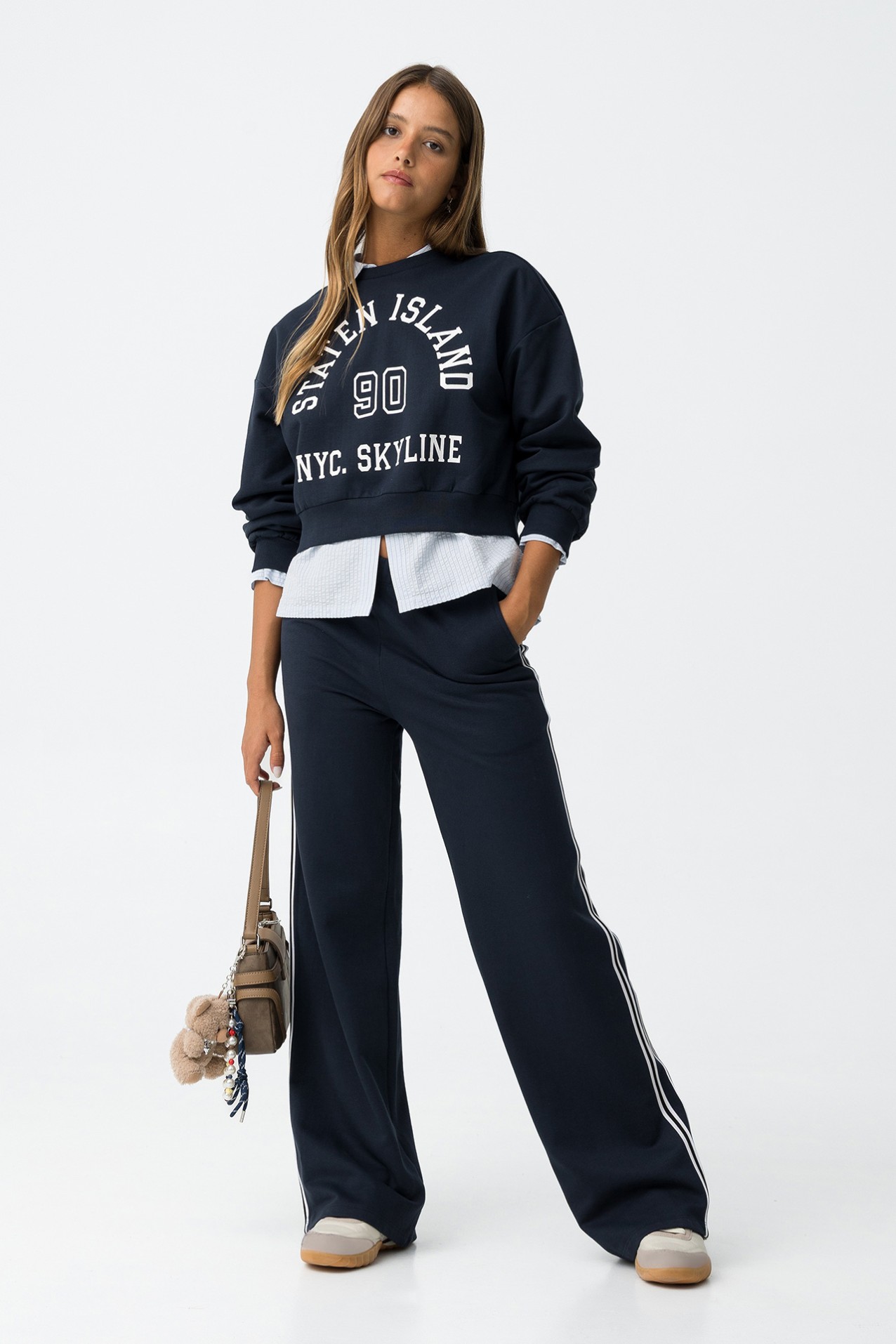 Calas Wide Leg Com Contraste