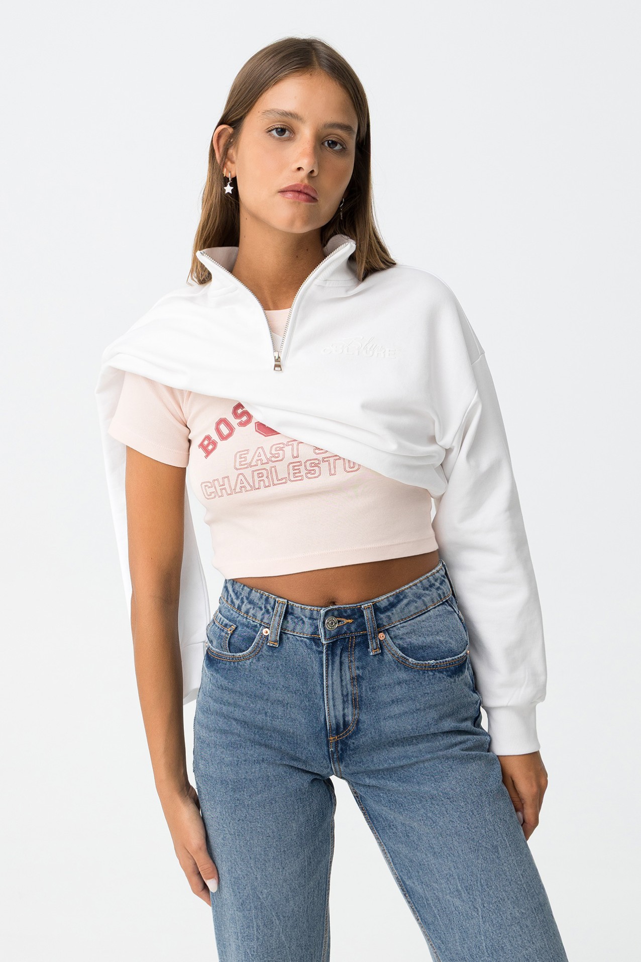 White Zip Sweatshirt