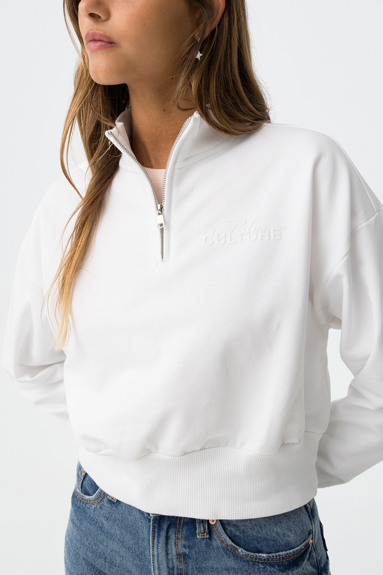 White Zip Sweatshirt