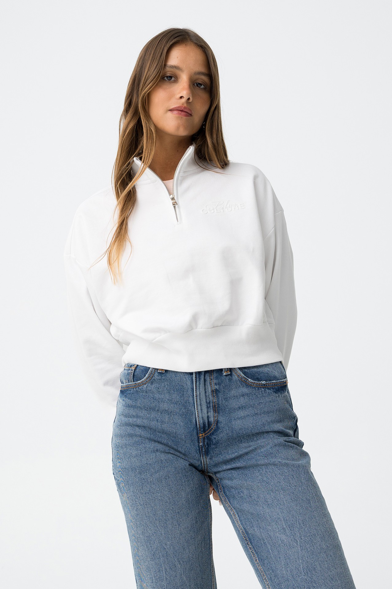 White Zip Sweatshirt
