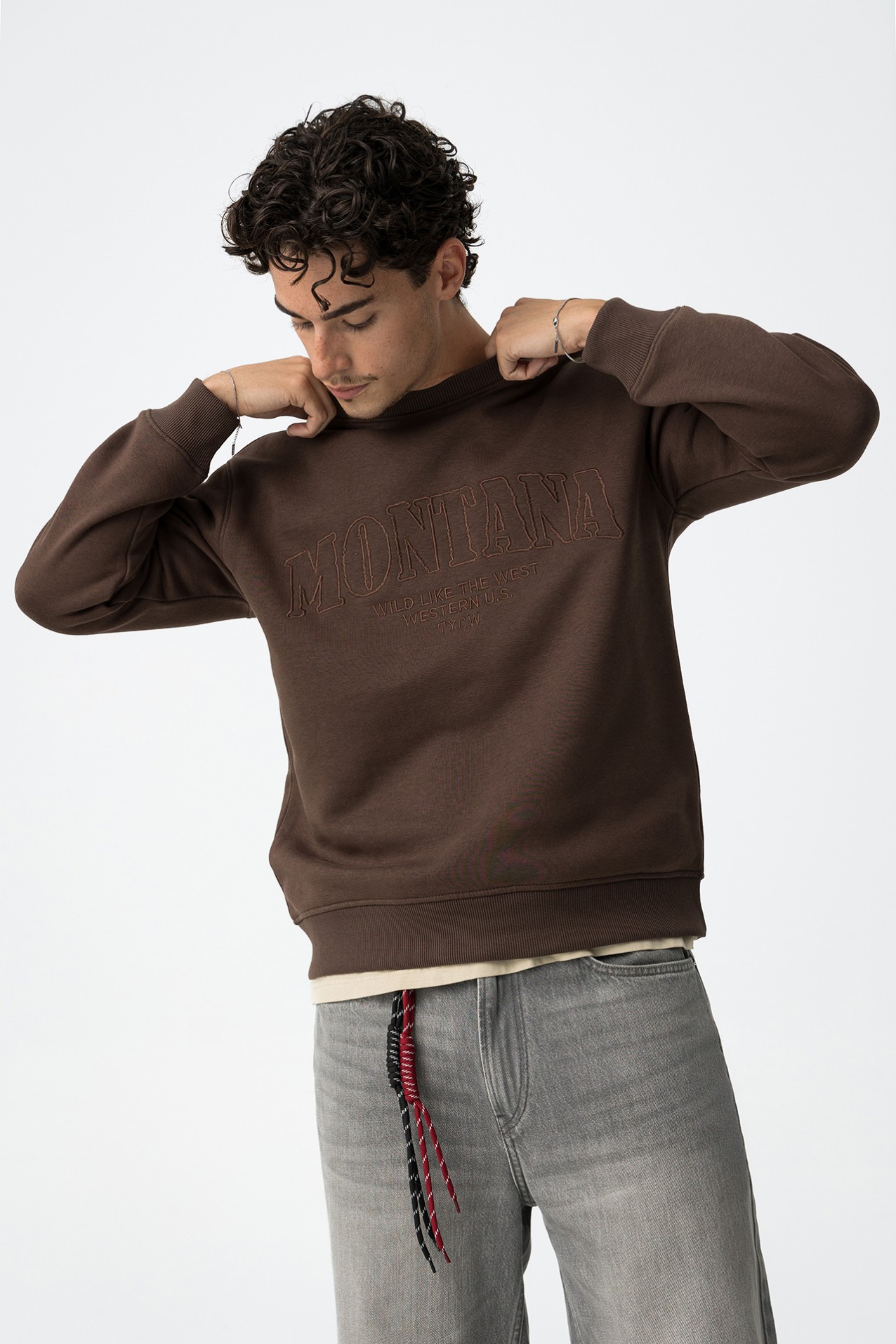 Sweatshirt with Raised Embroidery