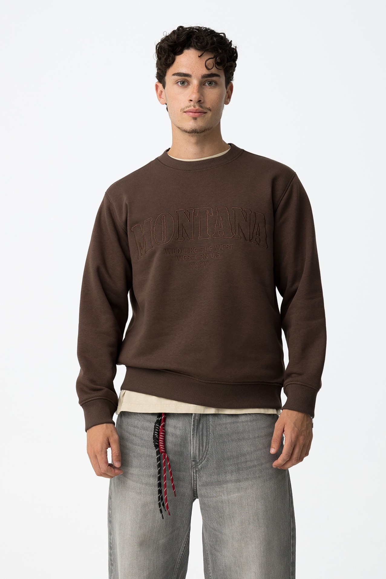 Sweatshirt with Raised Embroidery