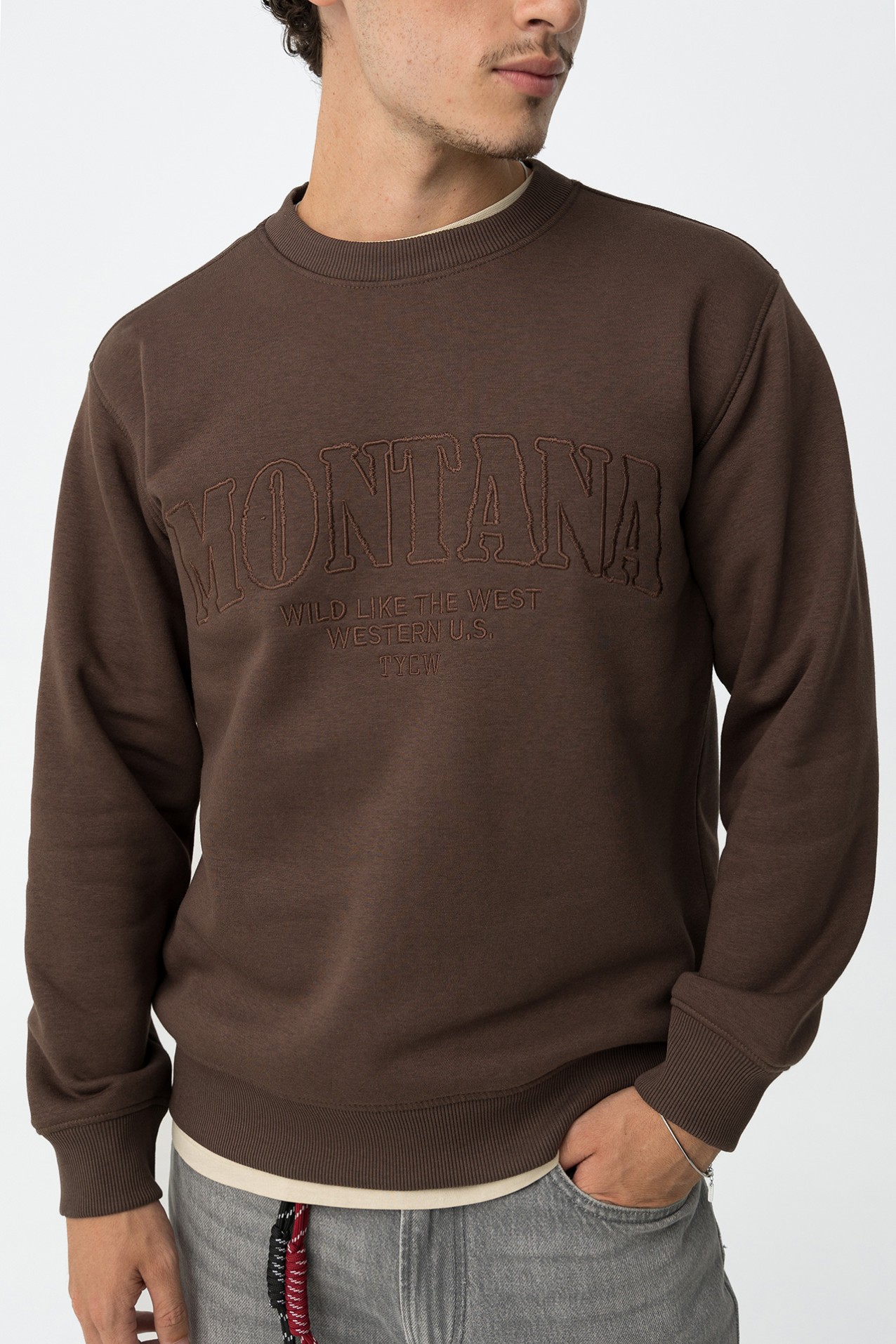 Sweatshirt with Raised Embroidery