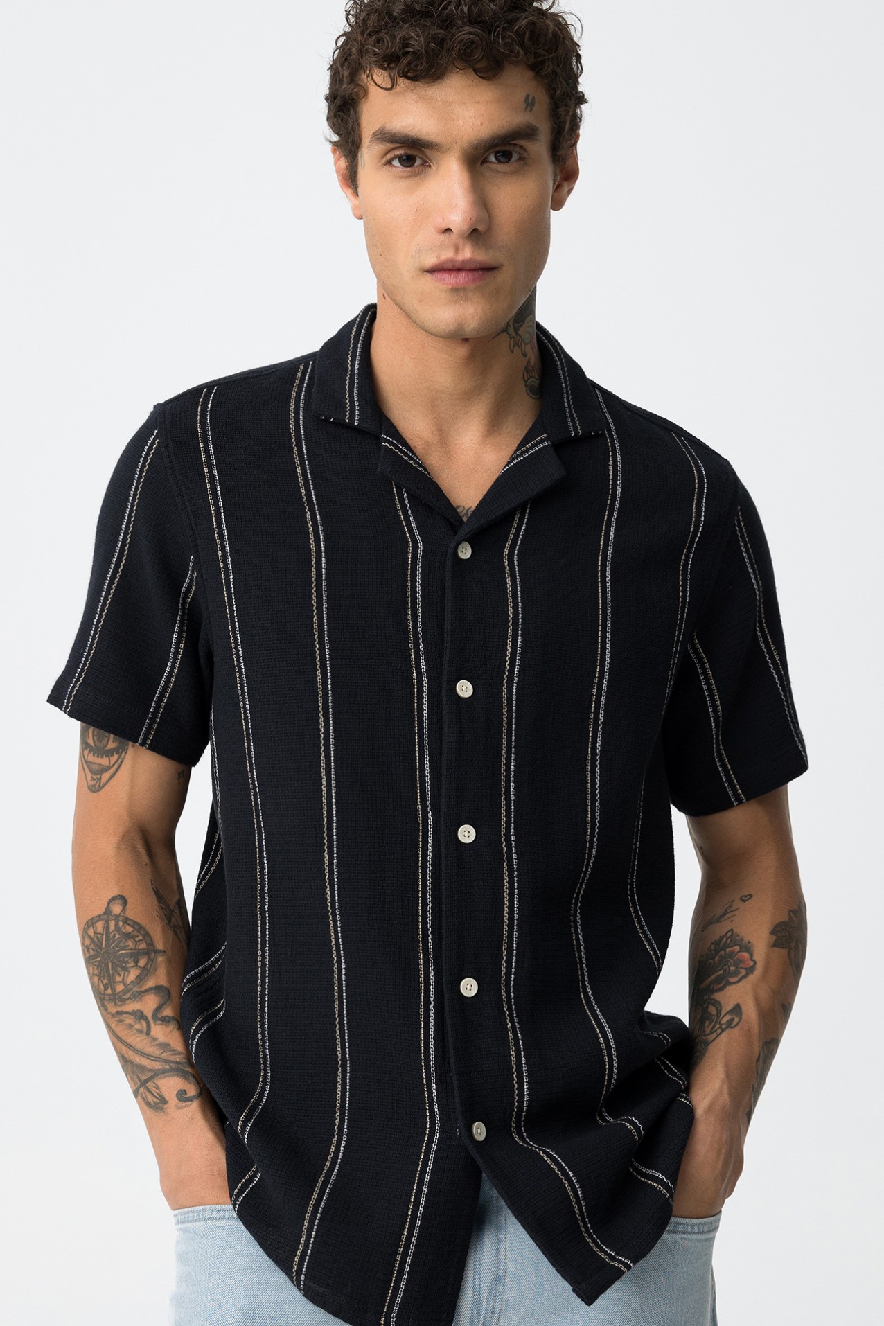 Camisa Texturizada s Riscas