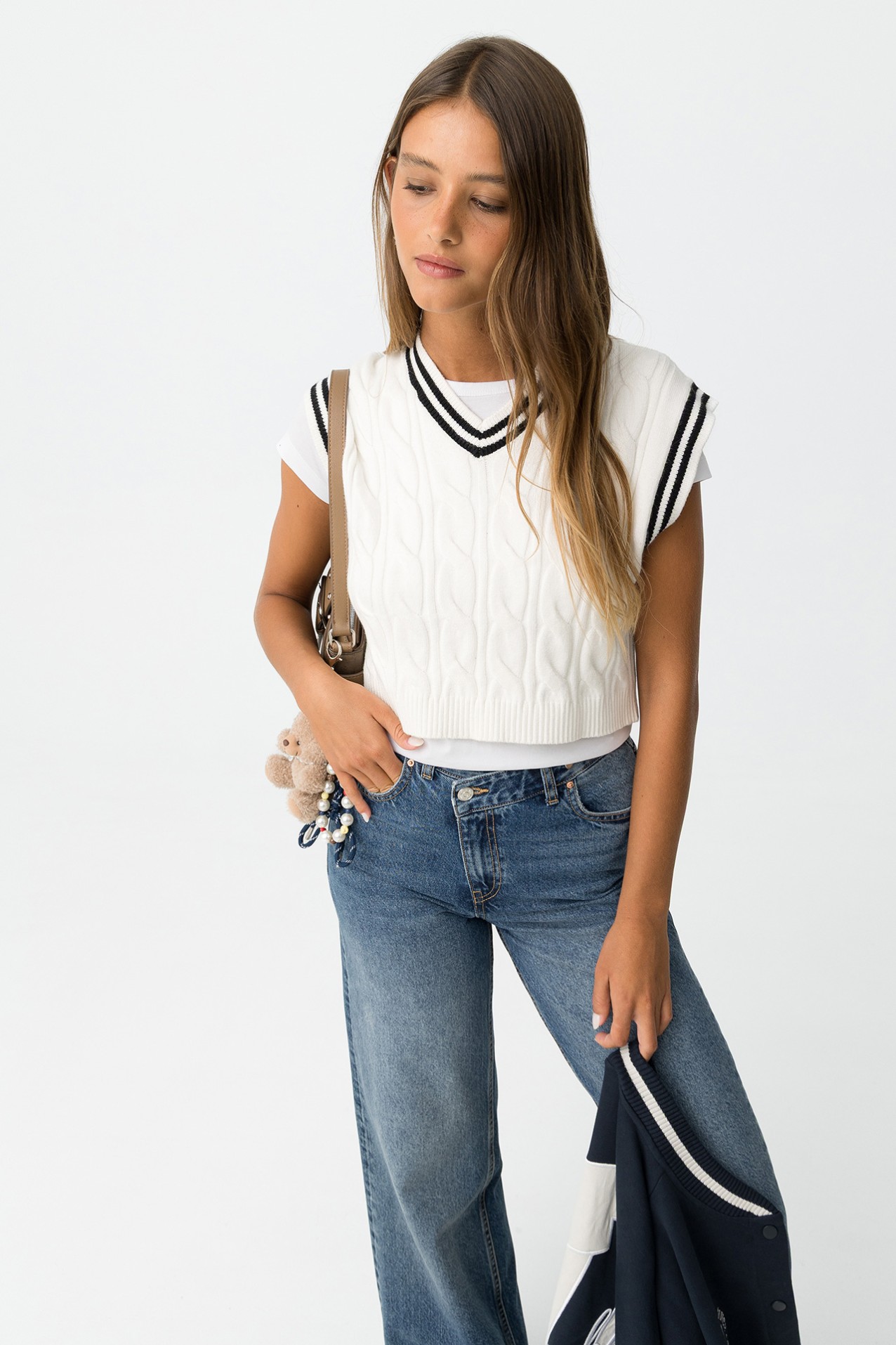 White Knit Short Sleeve Top