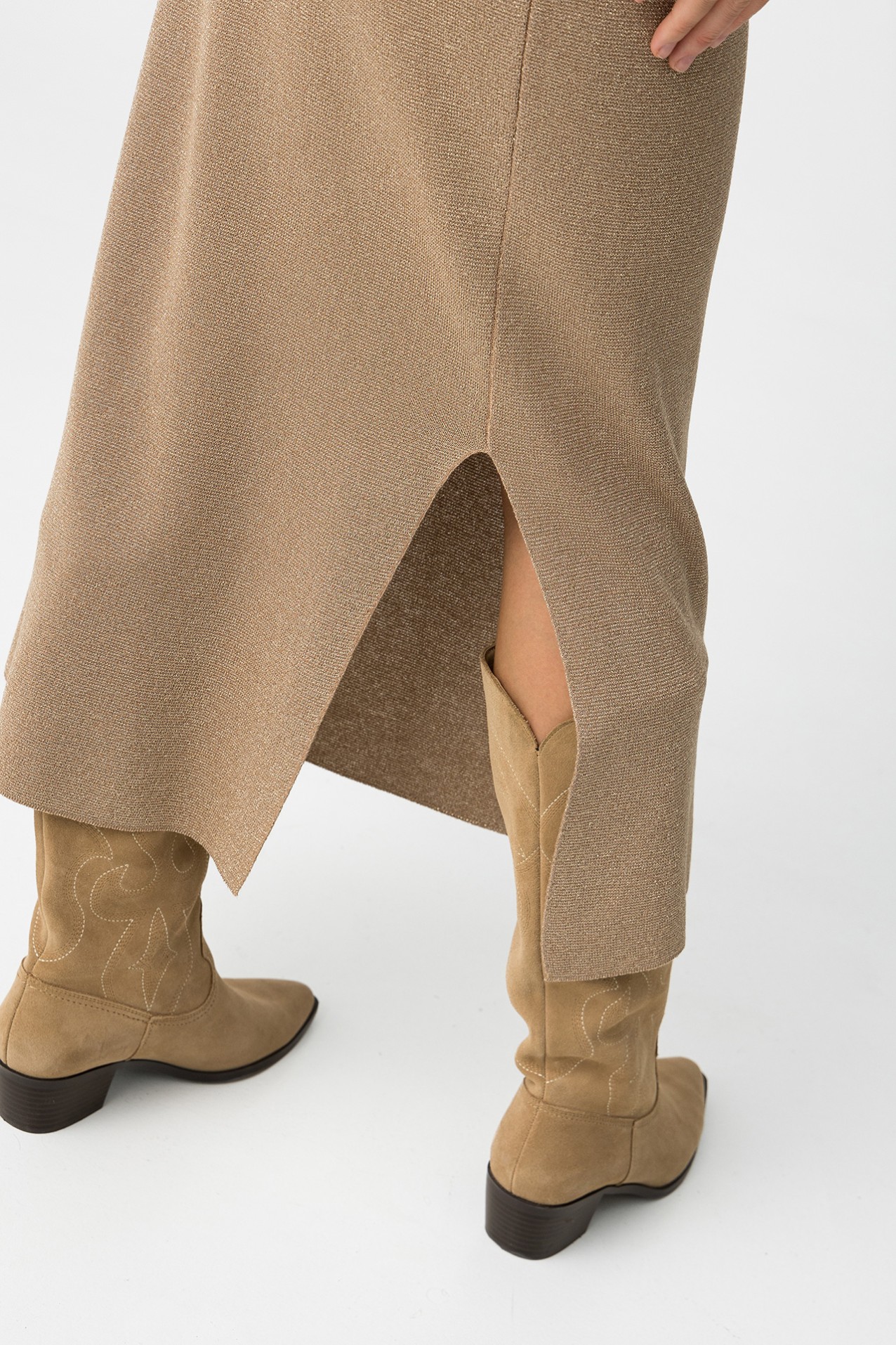 Midi Skirt with Metallic Thread