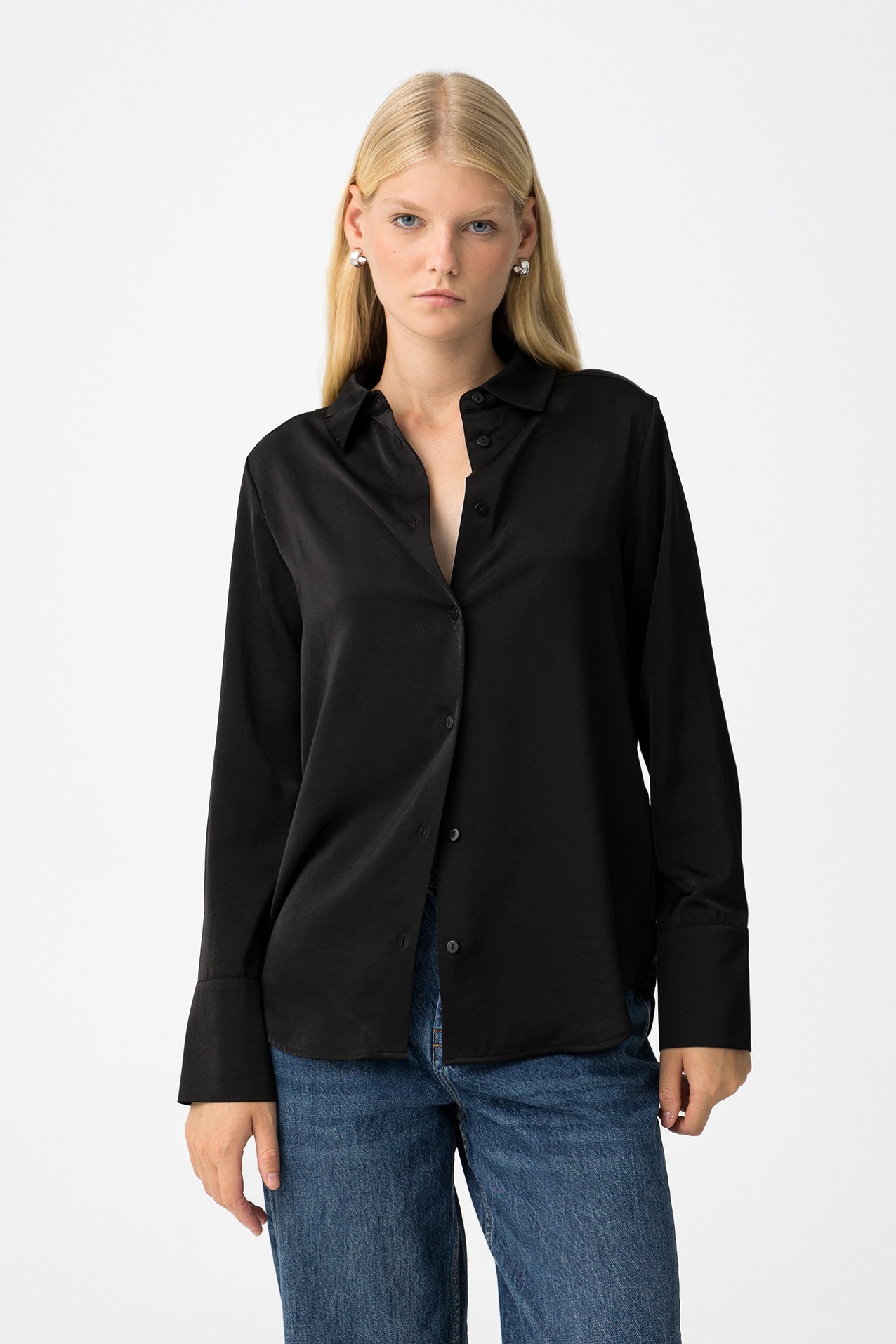 Plain Satin Shirt
