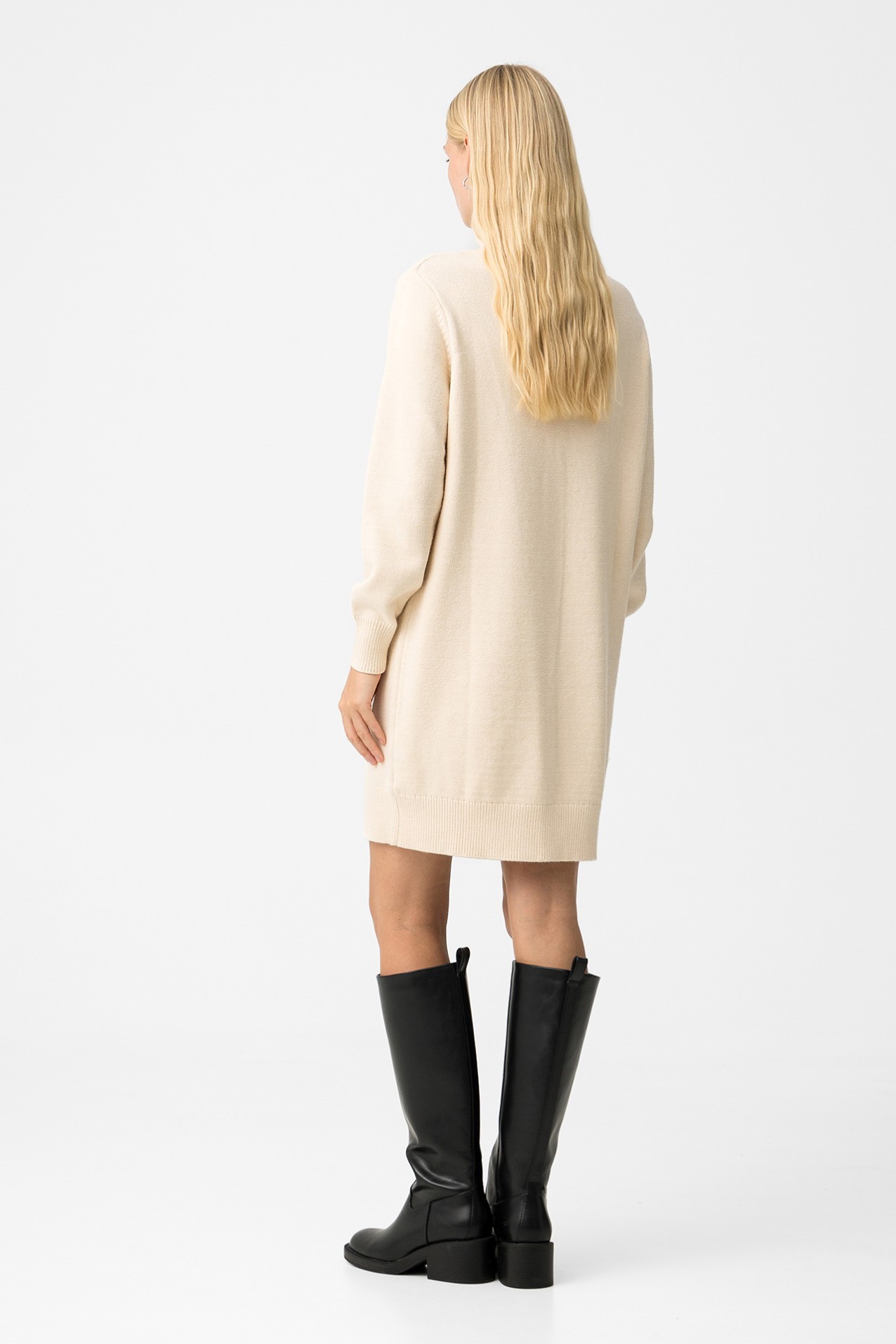 Knit Dress with High Neck
