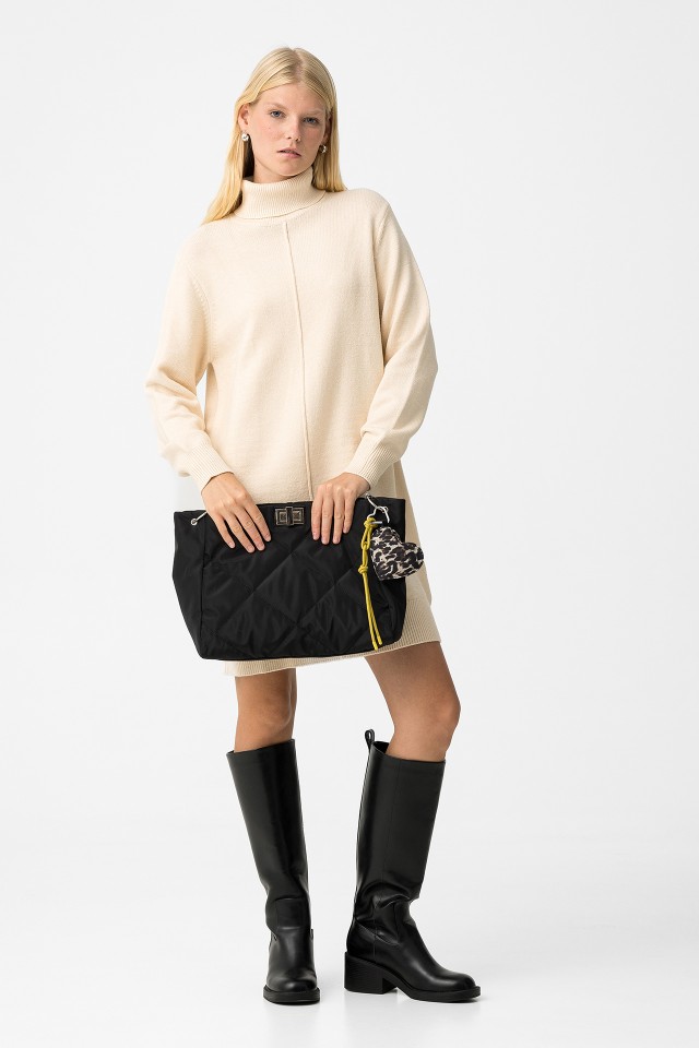 Knit Dress with High Neck