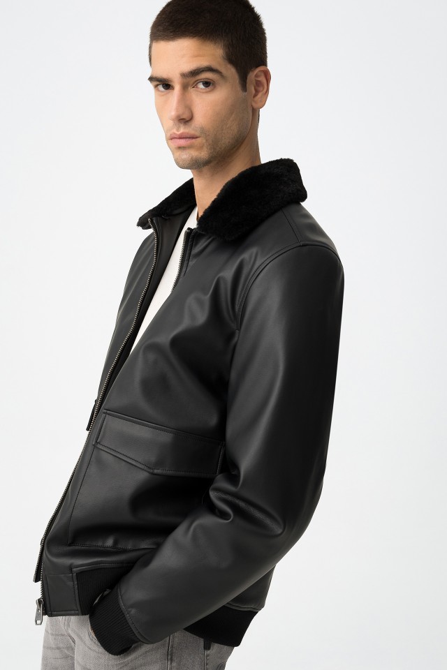 Chaqueta Bomber Efecto Piel