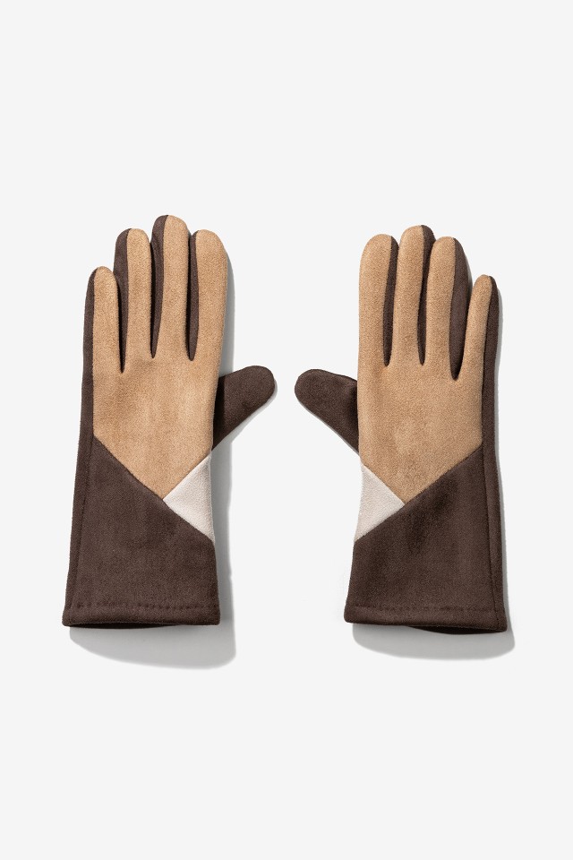 Brown Geometric Gloves