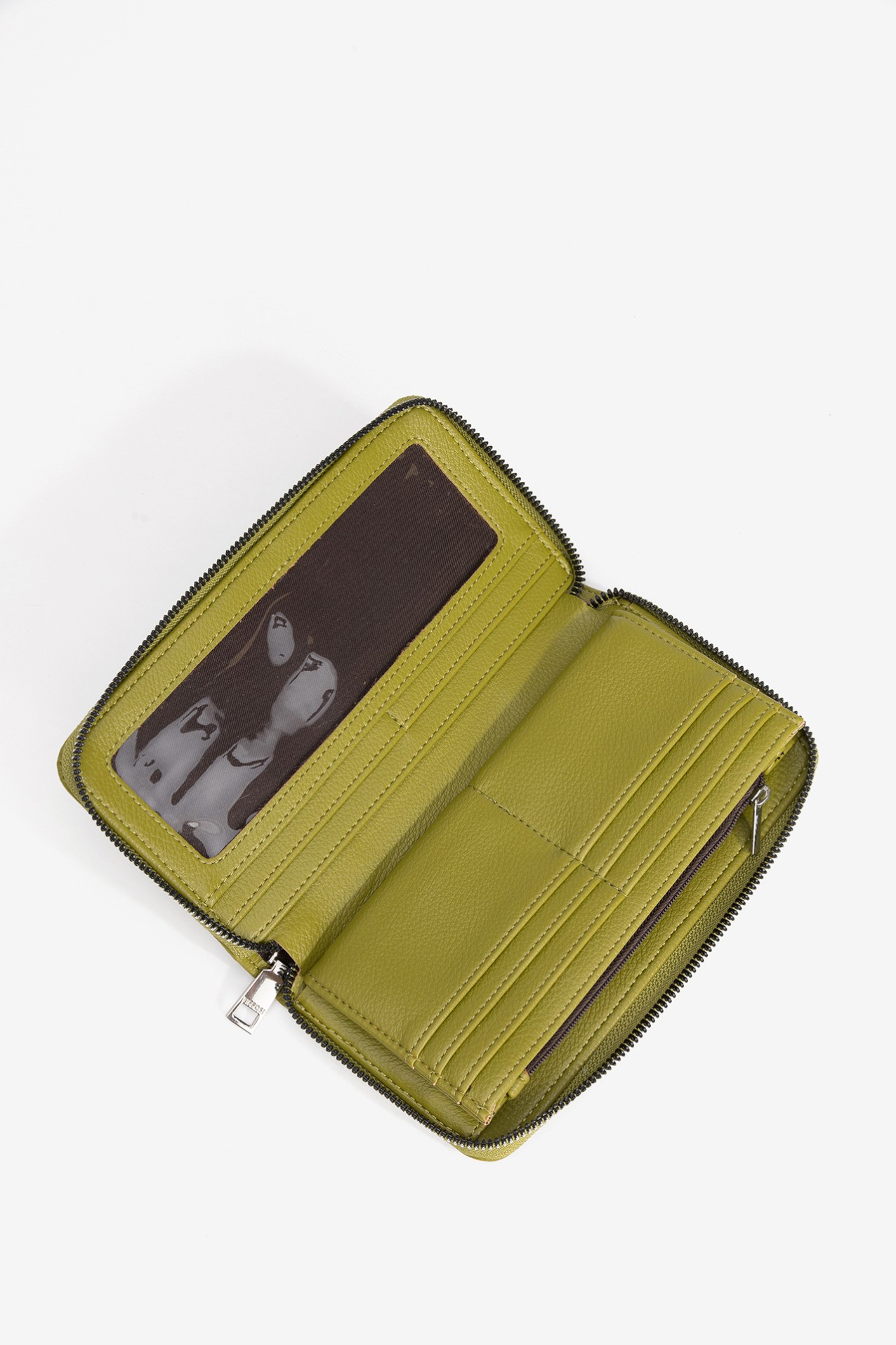 Monedero verde con cremallera