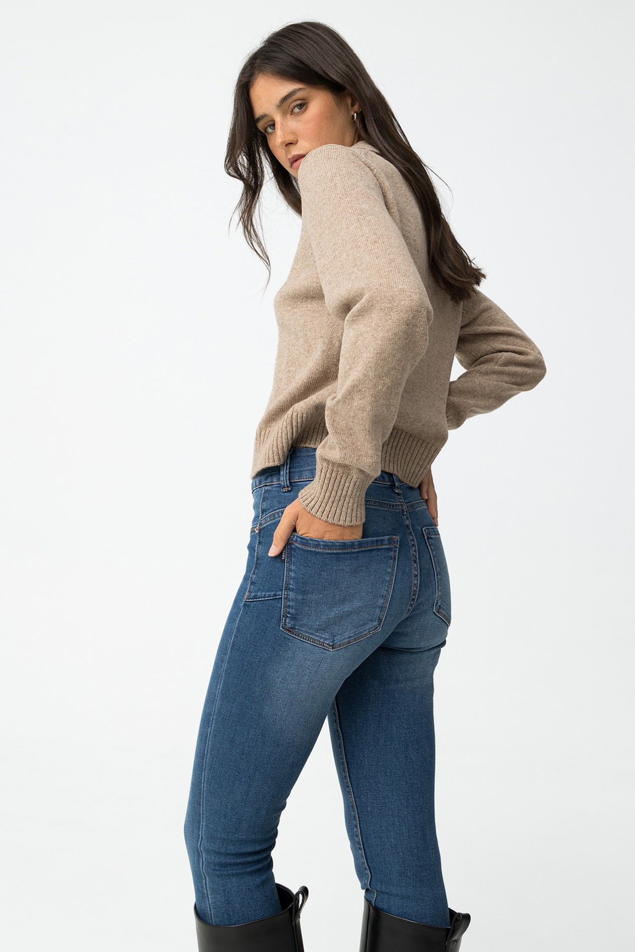 Light Push-up Skinny Jeans with Mid Waist