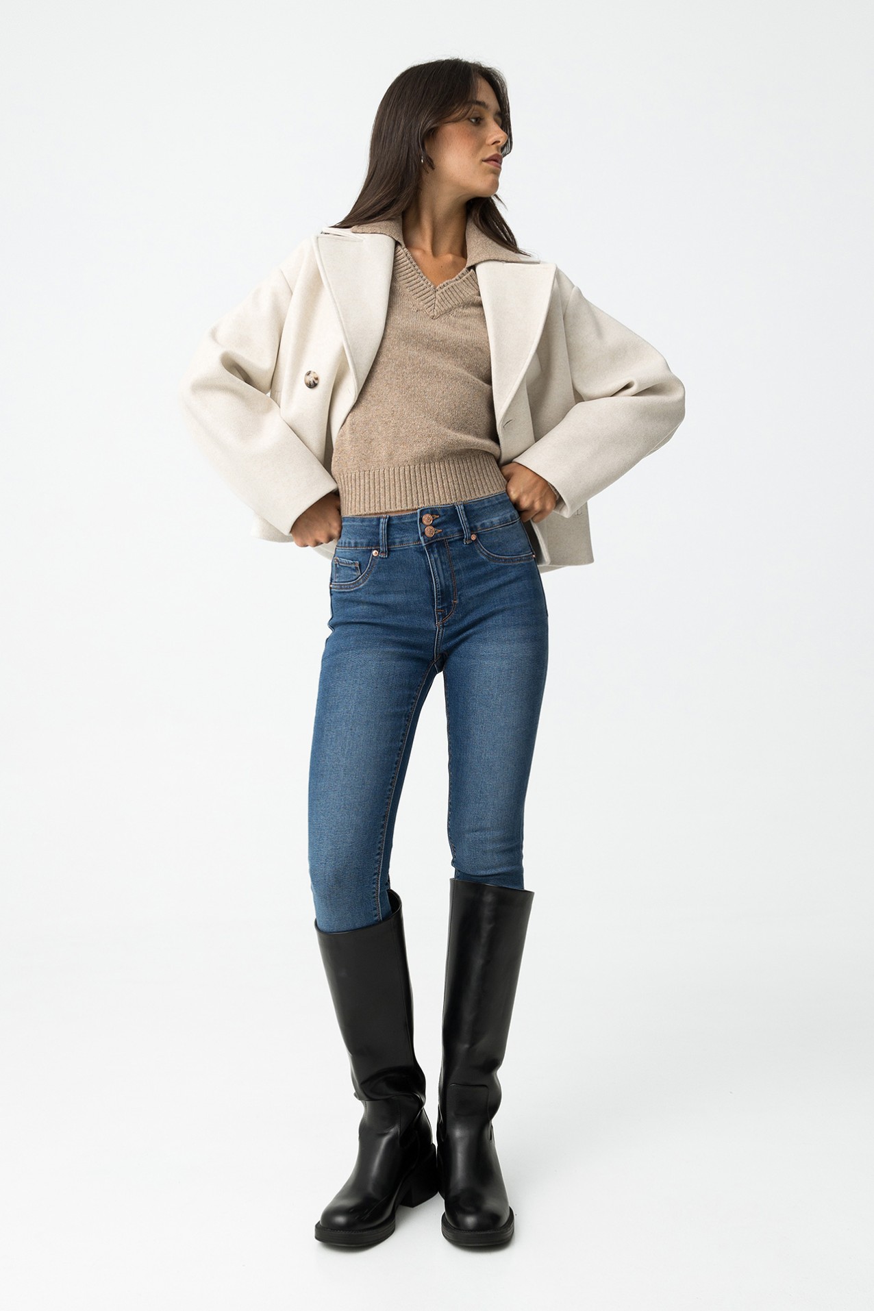 Light Push-up Skinny Jeans with Mid Waist