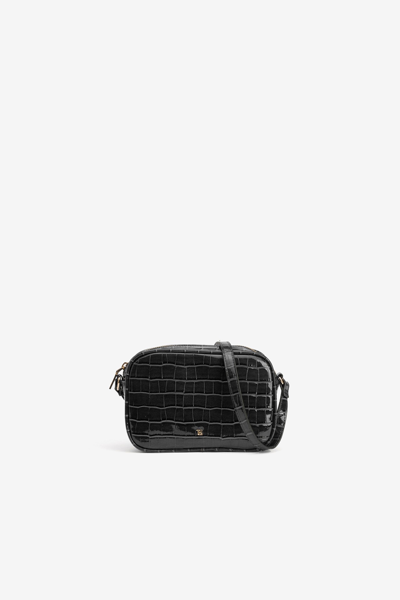 Black Croc Texture Crossbody