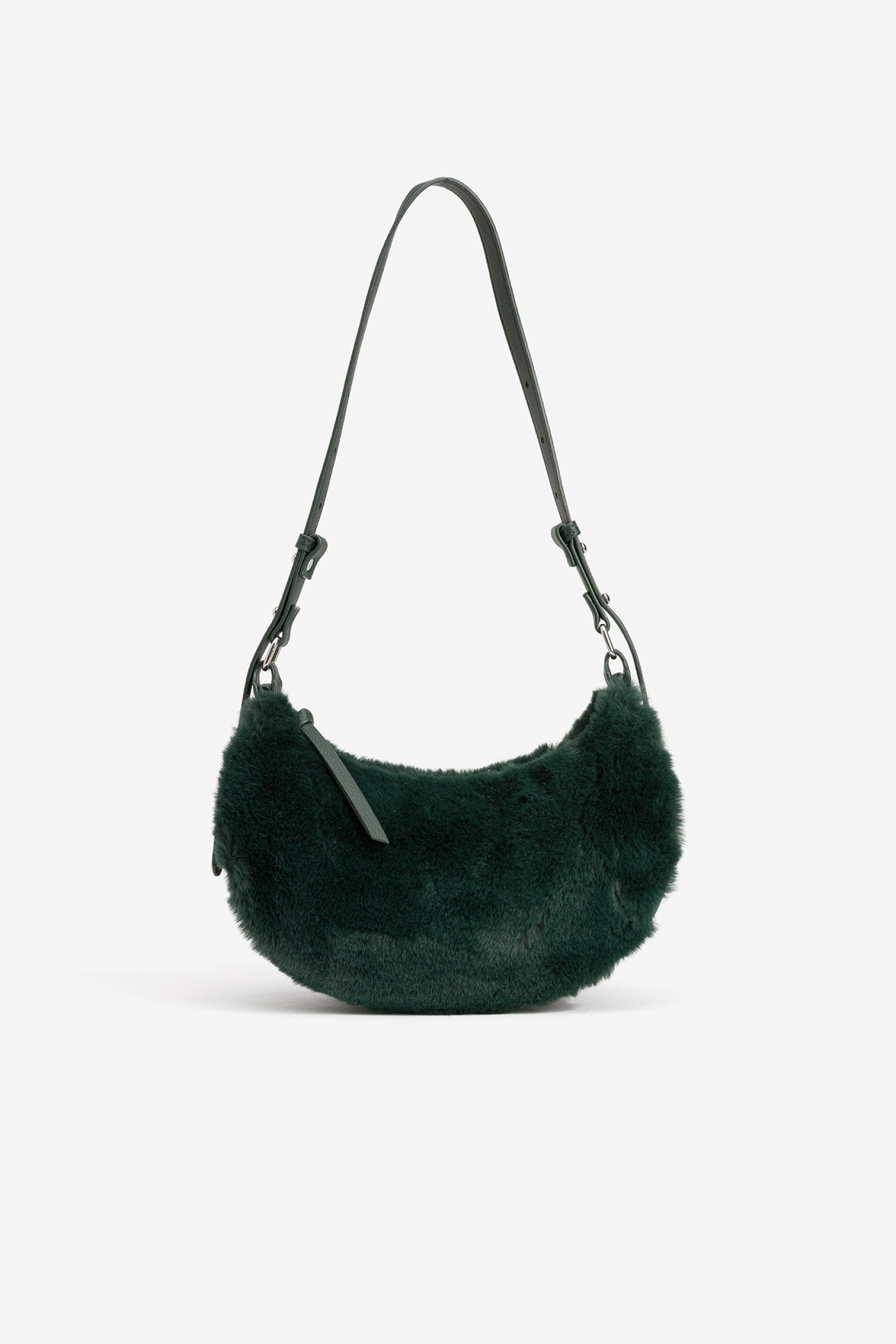Bolso verde oscuro peludo
