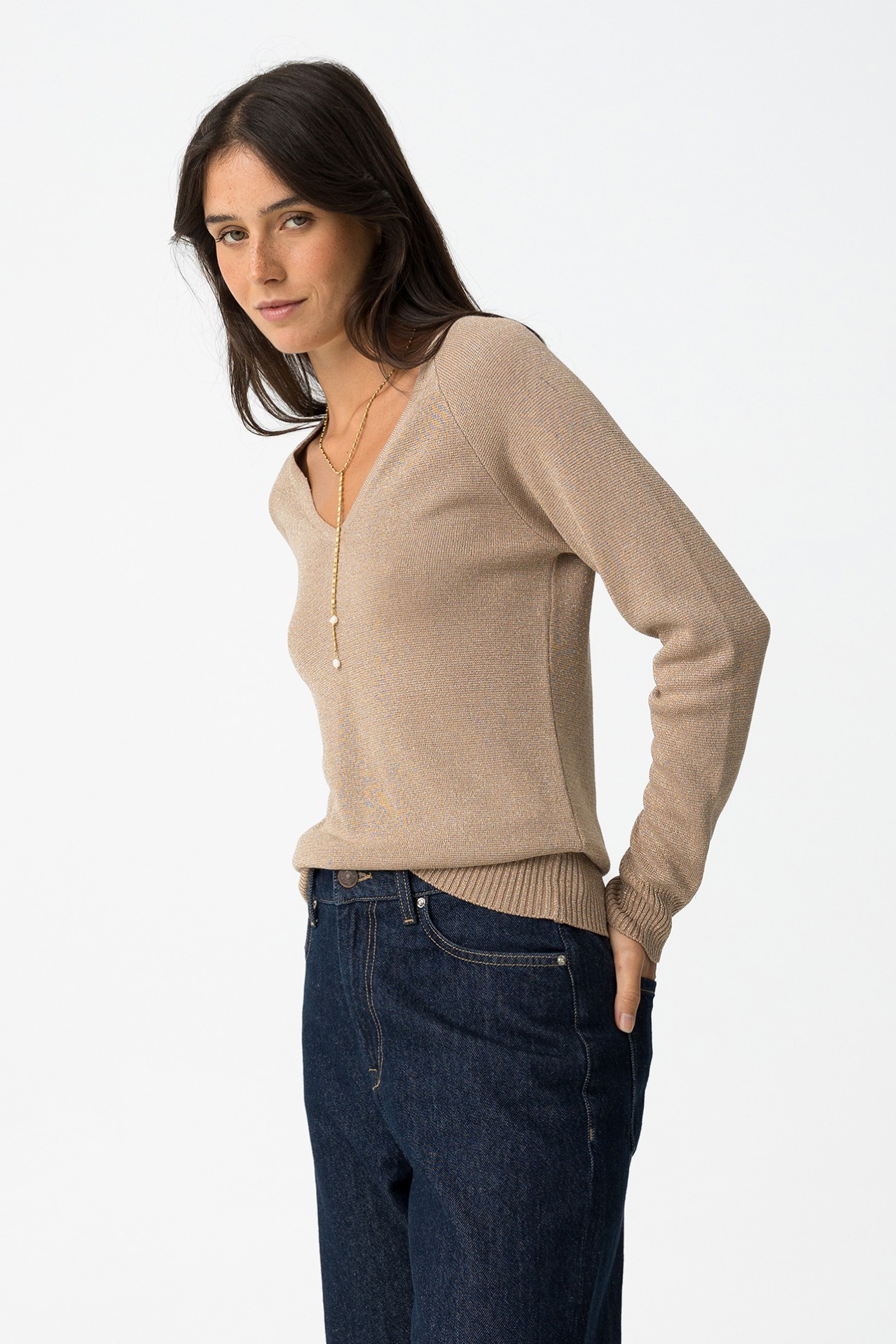 Slim Fit Metallic Sweater