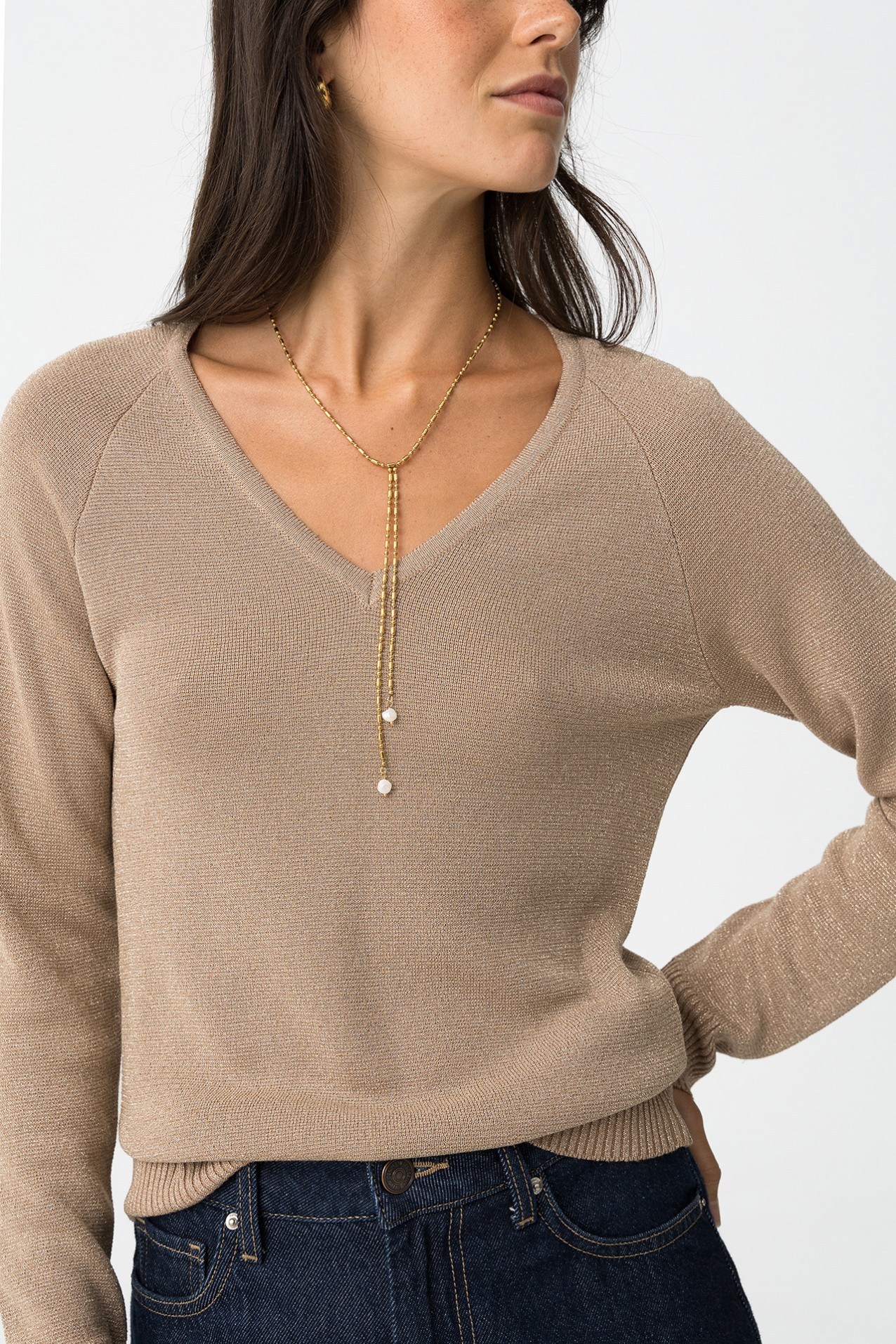 Slim Fit Metallic Sweater