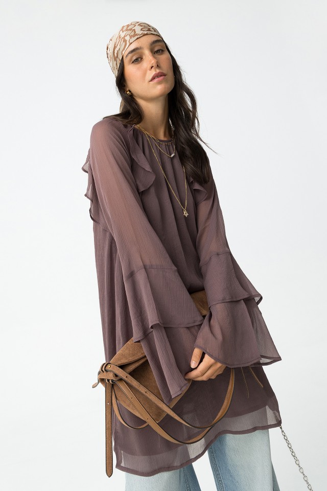 Boho Flowy Brown Dress