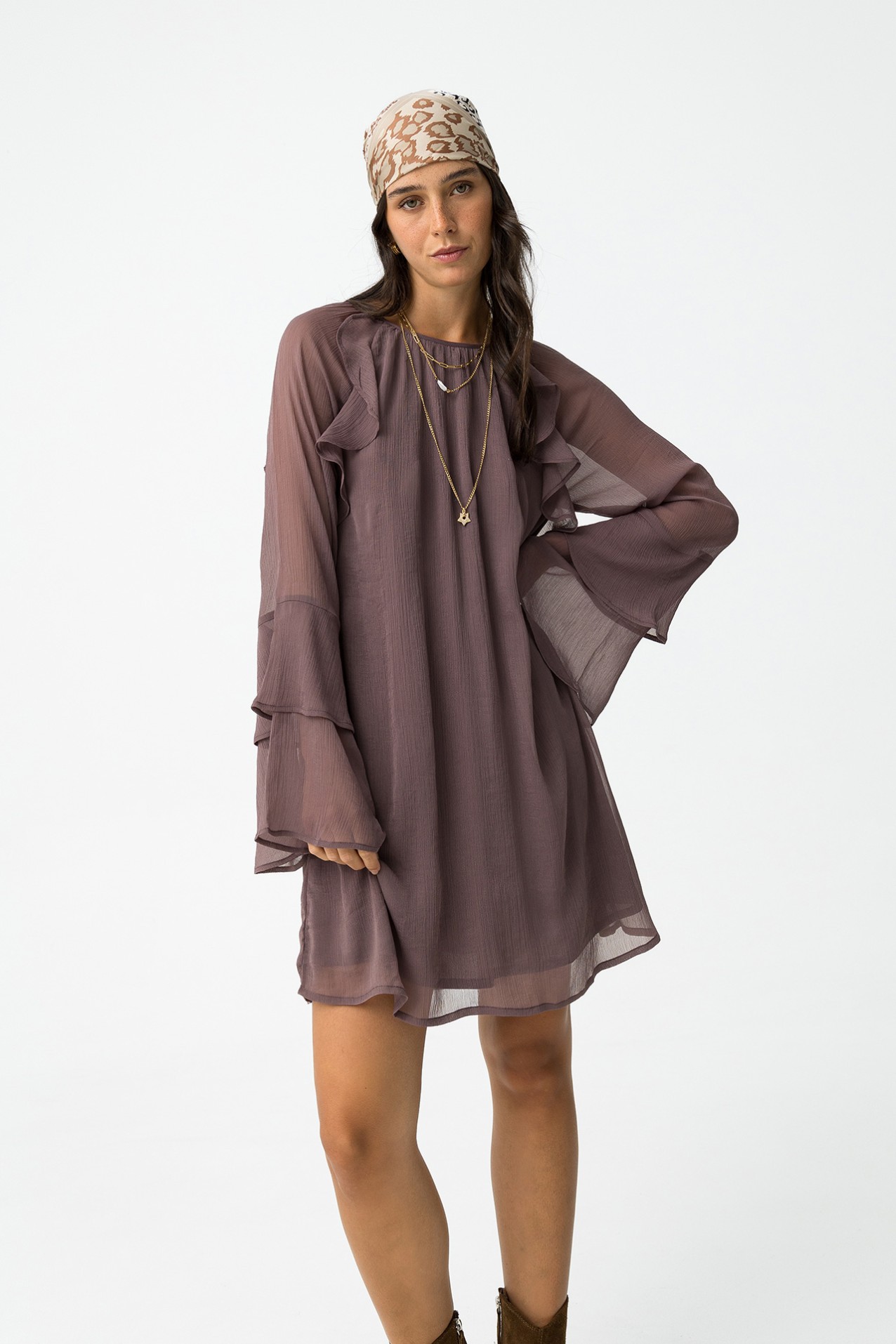 Boho Flowy Brown Dress