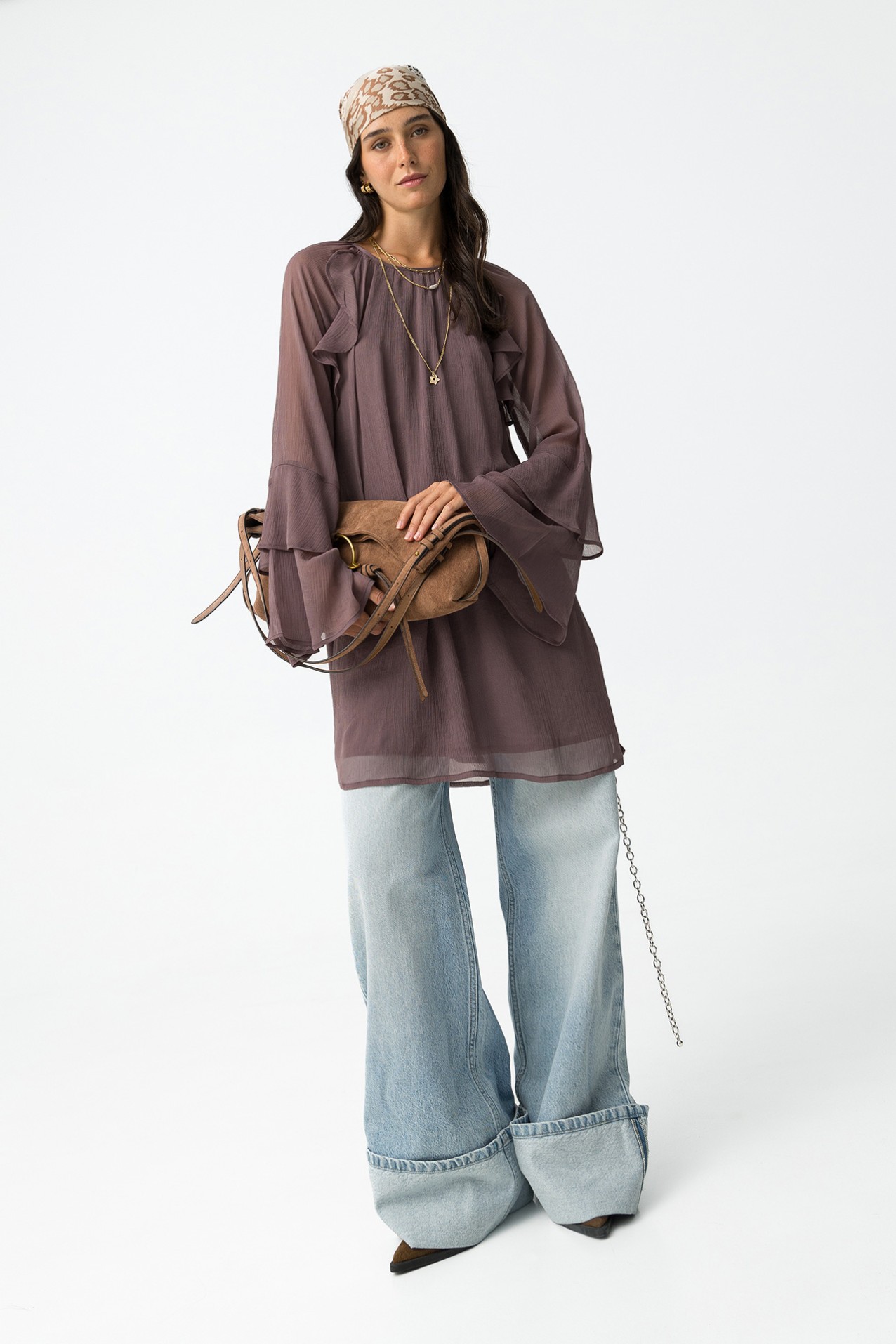 Boho Flowy Brown Dress