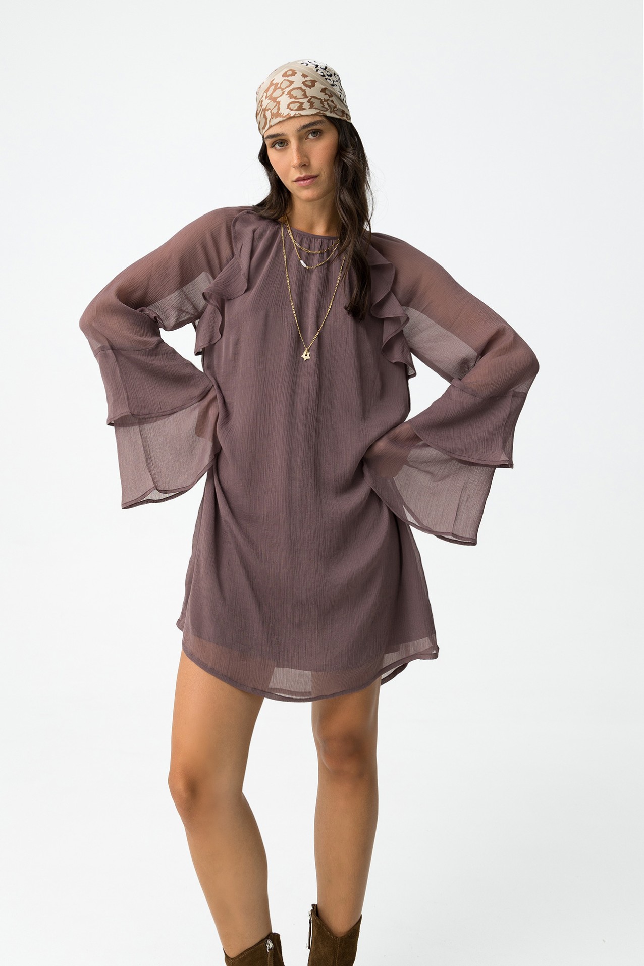 Boho Flowy Brown Dress